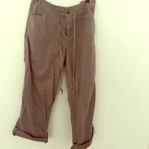 Fresh produce rollup crop pants olive/brown color